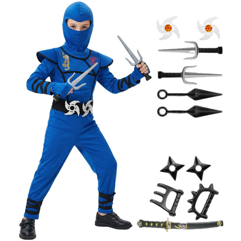 Kids Outdoor Ninja Equipment - Çocuklar için Siyah ve Mavi Ninja