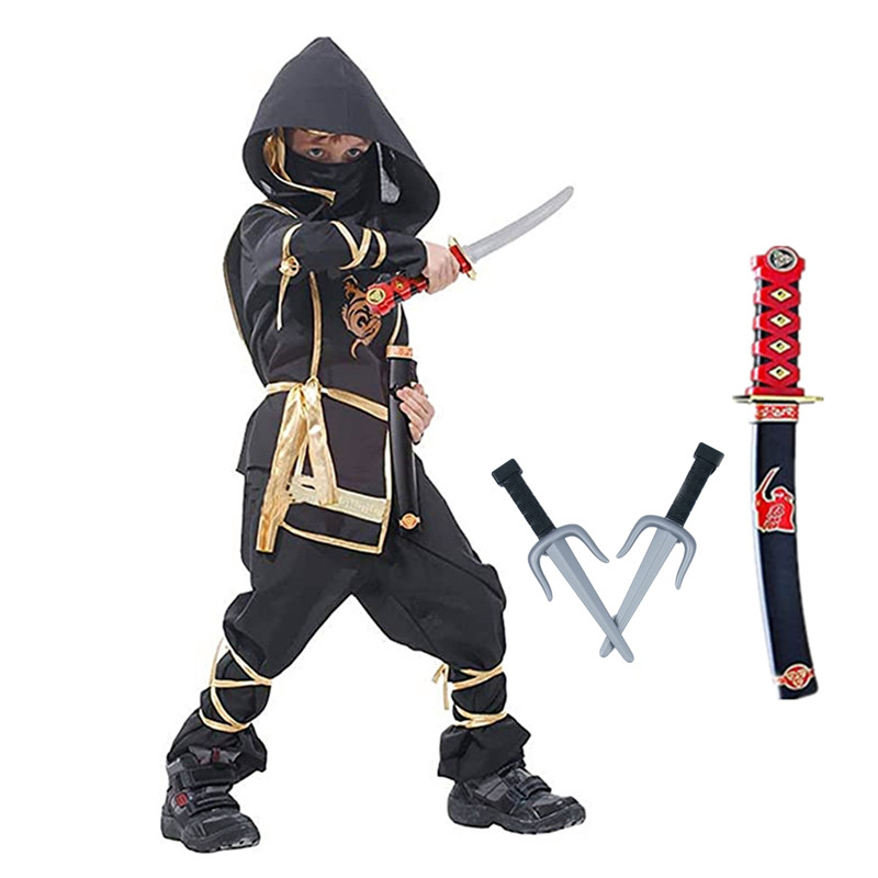 Kids Outdoor Ninja Equipment - Siyah Ninja Kostüm Erkek Cadılar Bayramı