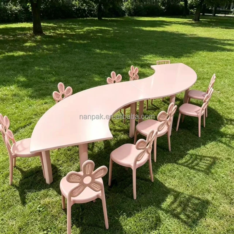 Kids Outdoor Chair Plastic - Büyüleyici Pastel S Şeklinde Çocuk Parti