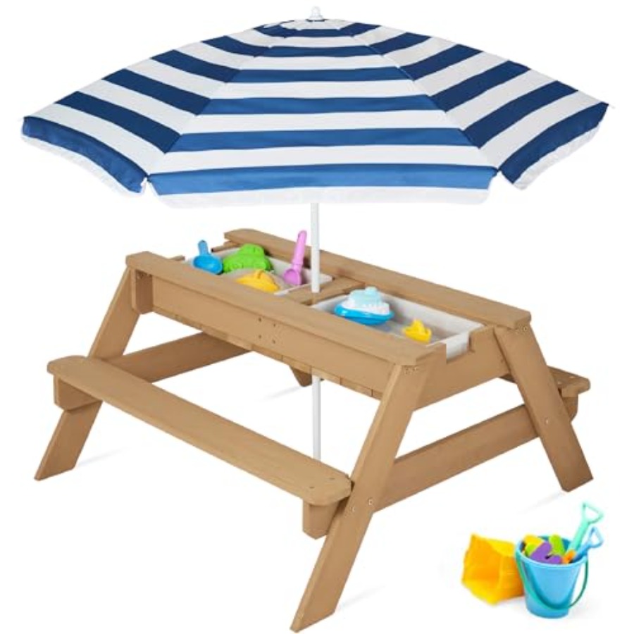 Kids Outdoor Picnic Table - Açık hava çocuk piknik masası, şemsiyeli,