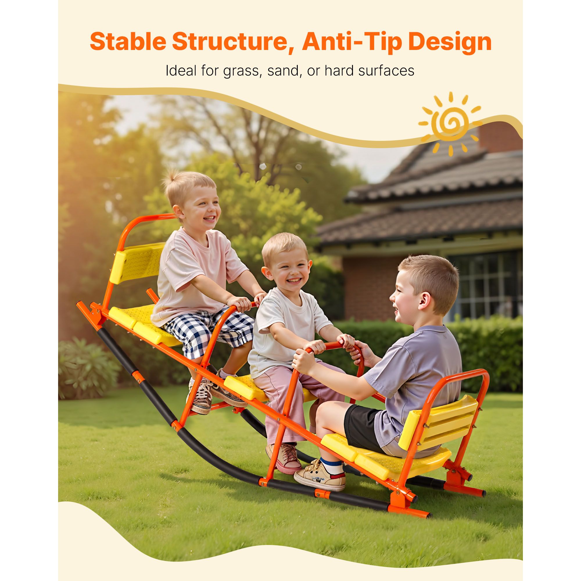 Kids Outdoor Lawn Equipment - Çocuklar için Tahterevalli, 200 lbs Taşıma