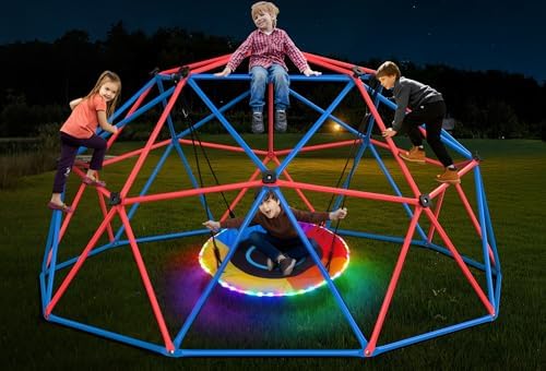 Kids Outdoor Jungle Gym - LED'li Disk Salıncaklı Clim Dome Salıncak