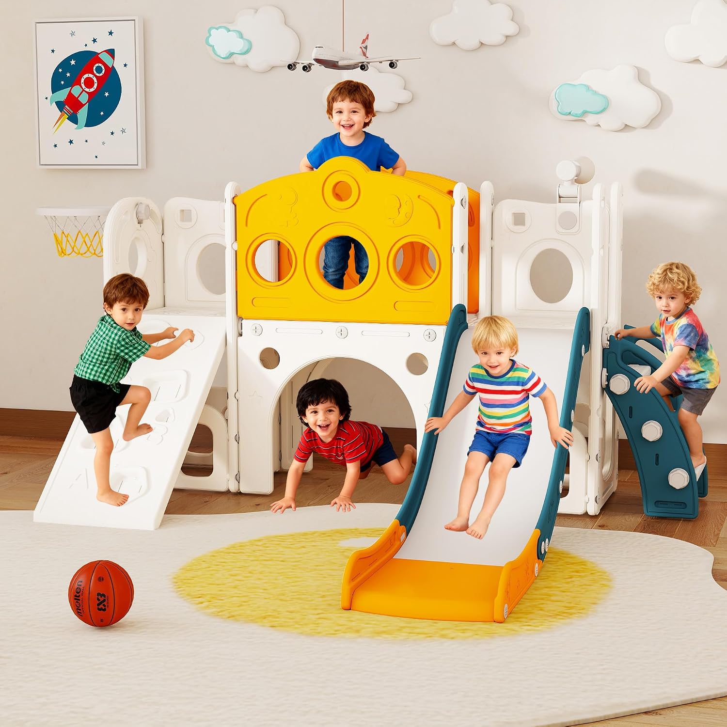 Kids Outdoor Slide Set - 9'u 1 Arada Çocuk Kaydırak Seti,