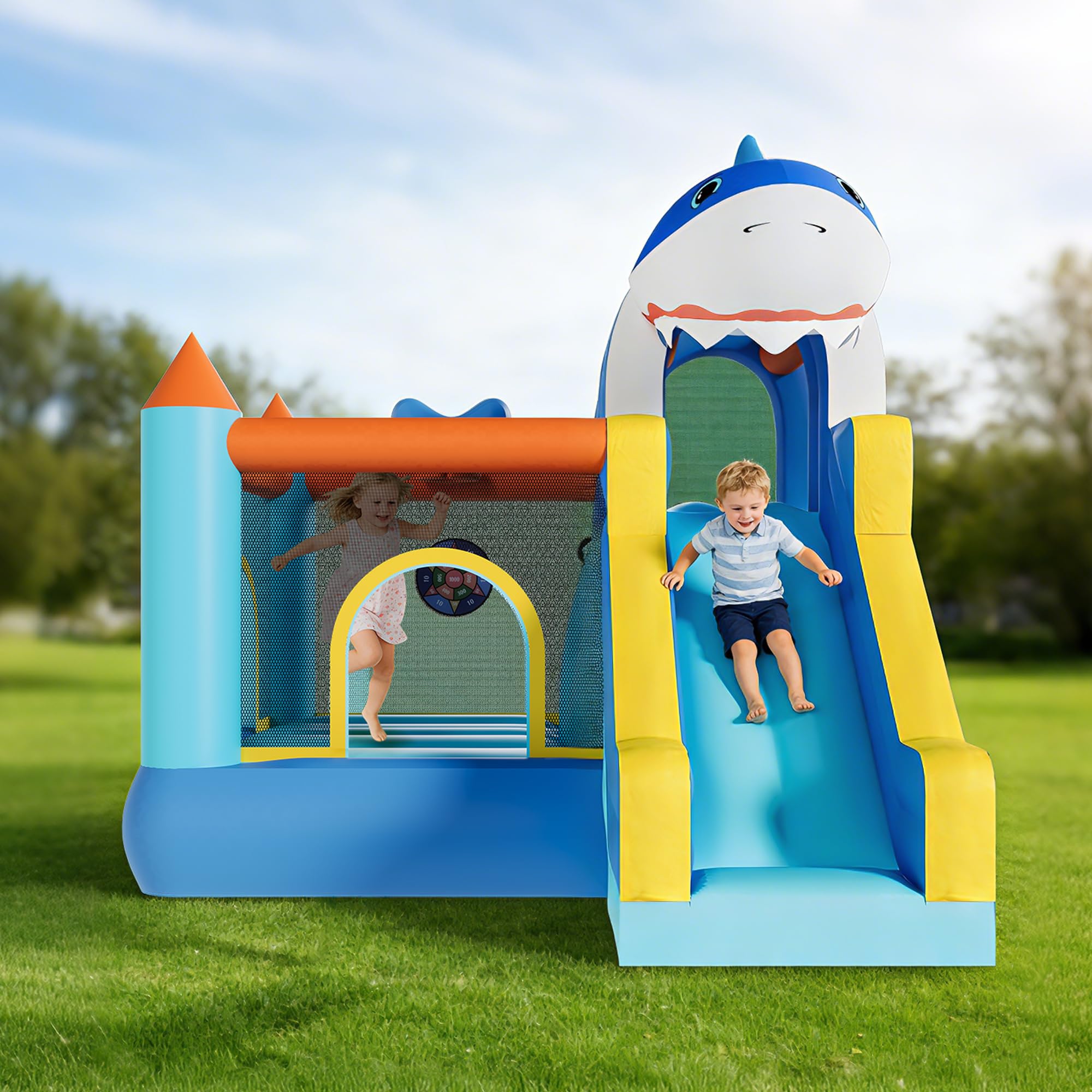 Kids Outdoor House With Slide - Şişme Oyun Evi Kaydıraklı ve Üfleyiciyle