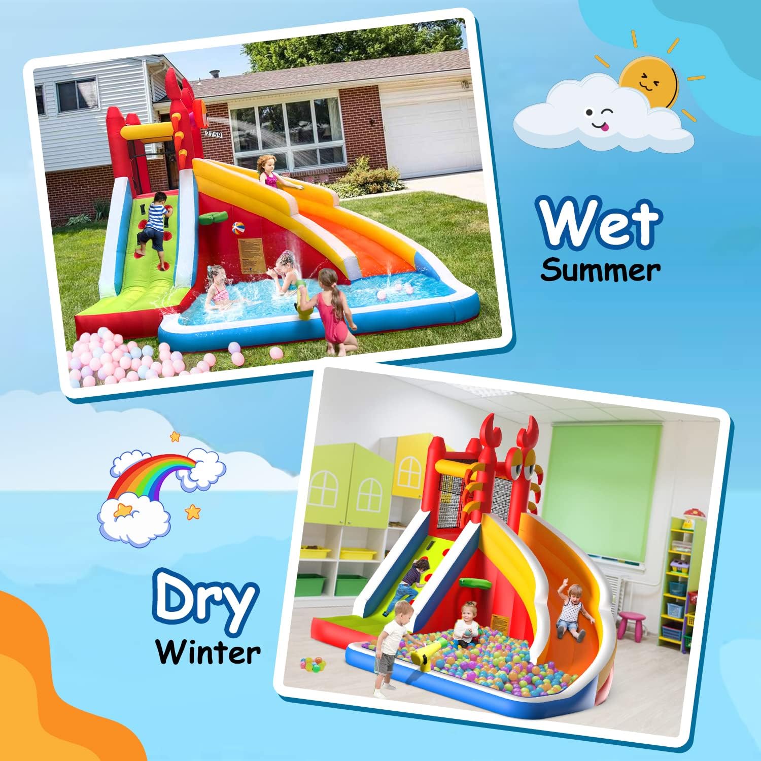 Çocuklar için Su Kaydıraklı Bü - Kids Outdoor House With Slide incelemesi ve fiyatı